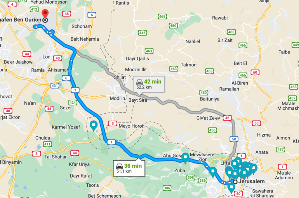 Von Jerusalem nach Tel Aviv